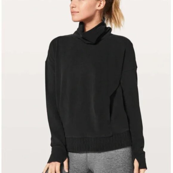 Lululemon | Black 'Stress Less' Funnel Neck Pullover Sweatshirt 6 - Picture 1 of 8